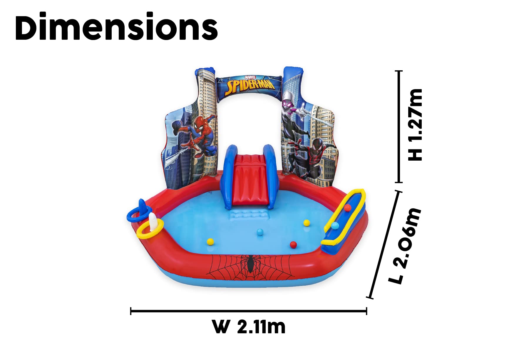 Bestway Spider–Man Şişirilebilir Oyun Merkezi 2,11 m x 2,06 m x